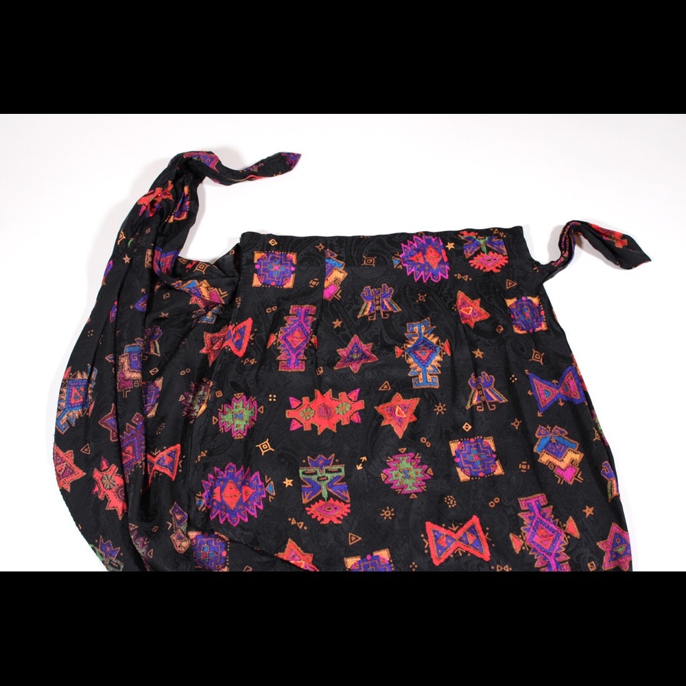 100% SILK early 90s wrap skirt - Picture 8 of 11